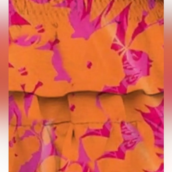 NWT Floral Pattern Vibrant Ruffle Mini‎ Dress - Picture 4 of 5